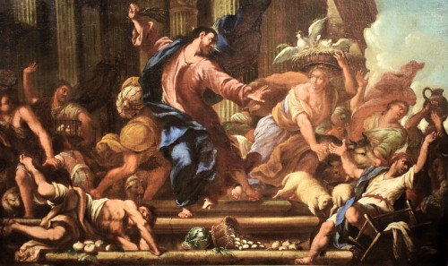 Jésus chasse les marchands du temple - Italie XVIIe siècle